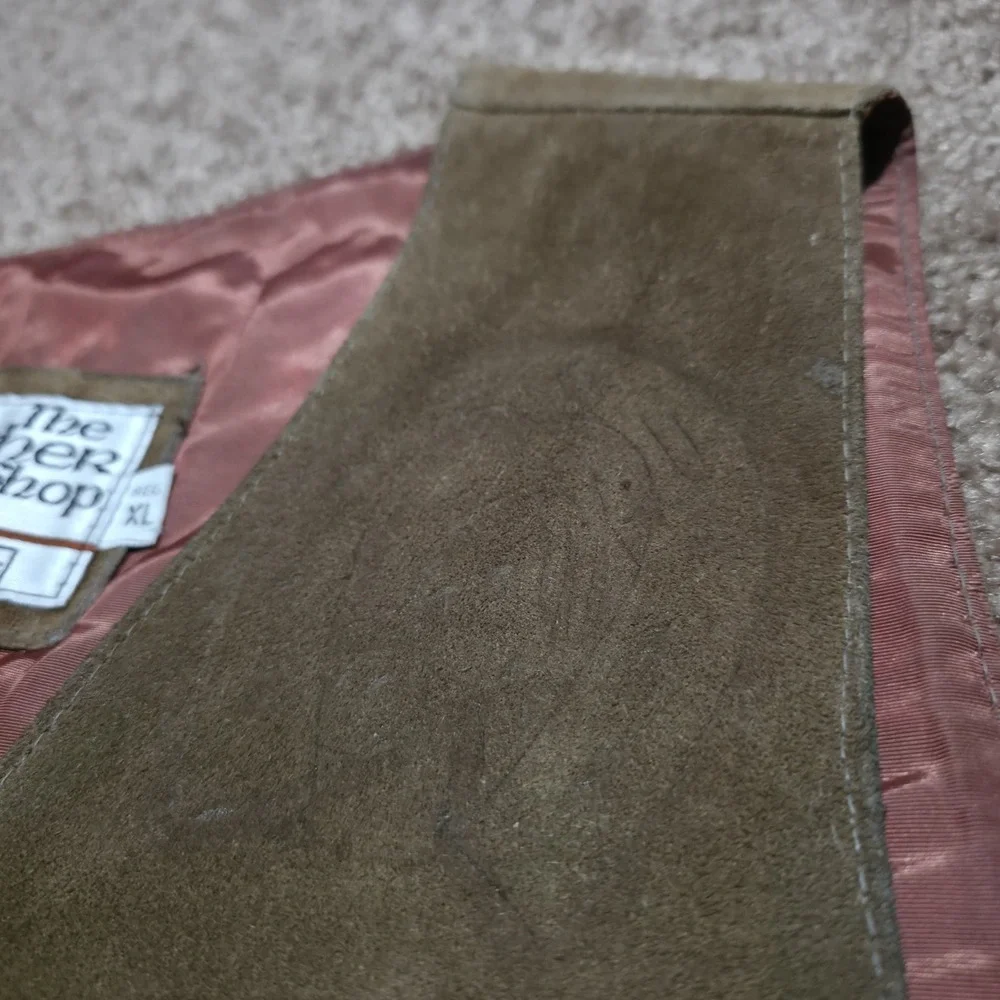 The‎ Leather Shop Sears Suede Western Vest Horse & Horseshoe Embossed Mens XL